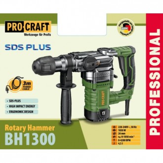 Перфоратор Procraft BH1300
Довжина кабеля - 3м
Напруга - 220 - 240 В
Частота стр. . фото 3