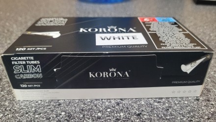 Гильзы для набивки сигарет Korona Slim Carbon 120 шт с угольным фильтром !. . фото 5