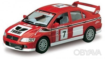 Машинка KINSMART "Mitsubishi Lancer Evolution VII WRC" Металева, інерційна, гумо. . фото 1