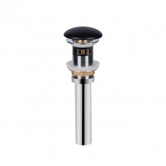 Донный клапан для раковины Qtap PU03O 70х70х227.5 Matt black с переливом. Рогатин. фото 1 Донный клапан для раковины Qtap PU03O 70х70х227.5 Matt black с переливом. Рогатин. фото 1