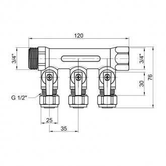 Колектор SD Plus 3/4" 3 виходи SD231W3 забезпечує під'єднання труб і гідравлічни. . фото 3