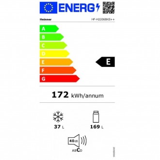 Черный холодильник с верхней морозильной камерой HEINNER HF-H2206BKE++
 Двухкаме. . фото 6