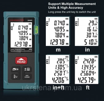 Лазерная рулетка (дальномер) Hanmatek LM40D имеет крепкий корпус, компактные раз. . фото 6