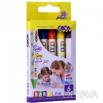 Олівці воскові JUMBO, 6 кольорів, трикутні, ціна за 2 шт. // Работаем с 2011 год. . фото 1