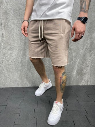 Шорты мужские бежевые короткие повседневные однотонные оверсайз Loose Fit. Київ. фото 1 Шорты мужские бежевые короткие повседневные однотонные оверсайз Loose Fit. Київ. фото 1