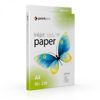 Фотопапiр PrintPro глянсовий 230г/м2 A4 50арк. (PGE230050A4). Харків. фото 1 Фотопапiр PrintPro глянсовий 230г/м2 A4 50арк. (PGE230050A4). Харків. фото 1