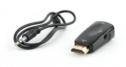 Компактний відео-аудіо адаптерПеретворює відео потік HDMI в VGA сигнал + 3.5 mm . . фото 2