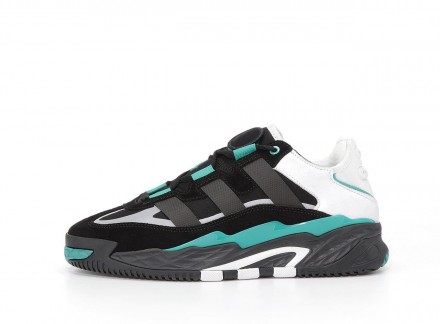 Зимние мужские черно-белые кроссовки Adidas Niteball Black Green White Winter Fu. . фото 4