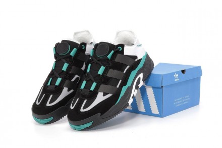 Зимние мужские черно-белые кроссовки Adidas Niteball Black Green White Winter Fu. . фото 7