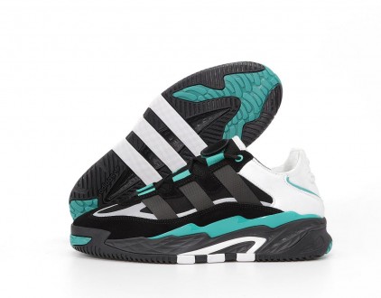 Зимние мужские черно-белые кроссовки Adidas Niteball Black Green White Winter Fu. . фото 6