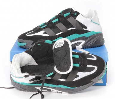 Зимние мужские черно-белые кроссовки Adidas Niteball Black Green White Winter Fu. . фото 9