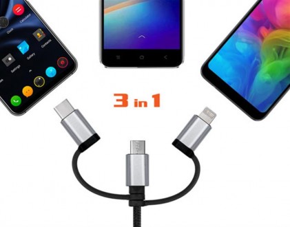 REAL-EL USB 2.0 Premium AM- 3 in 1 універсальний кабель для підключення micro US. . фото 4