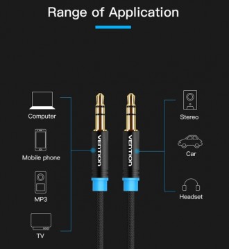 Кабель Vention Audio 3.5 mm M - 3.5 mm M призначений для передачі аналогових сте. . фото 7