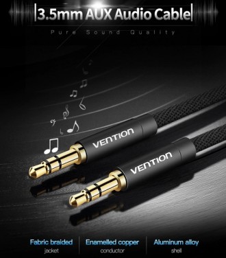 Кабель Vention Audio 3.5 mm M - 3.5 mm M призначений для передачі аналогових сте. . фото 4