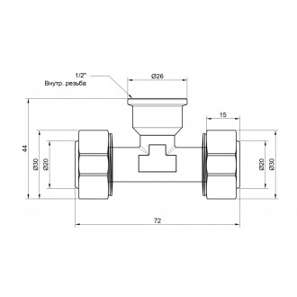 Трійник обтискний SD Plus 20х1/2"х20 ВР SD159W201520 — Т-подібний фітинг, що доз. . фото 3