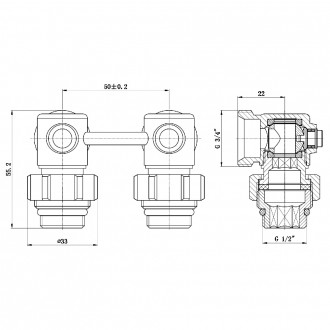 Кран кульовий SD Forte 3/4"х1/2" для радіатора кутовий з нижнім підключенням. Ви. . фото 3