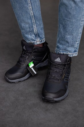 Кроссовки зимние мужские черные Adidas Terrex Swift R3 Mid Gore-Tex Black Winter. . фото 11