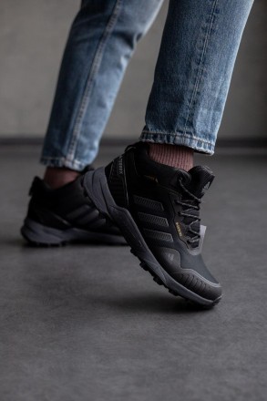 Кроссовки зимние мужские черные Adidas Terrex Swift R3 Mid Gore-Tex Black Winter. . фото 2