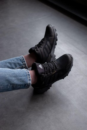 Кроссовки зимние мужские черные Adidas Terrex Swift R3 Mid Gore-Tex Black Winter. . фото 6