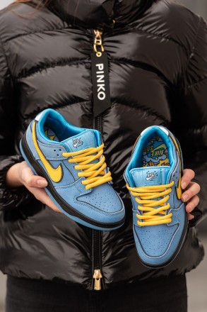 Кроссовки мужские голубые Nike SB Dunk Low x Powerpuff Girls Blue Yellow Black
П. . фото 5