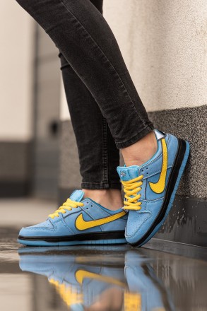 Кроссовки мужские голубые Nike SB Dunk Low x Powerpuff Girls Blue Yellow Black
П. . фото 9