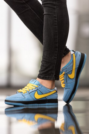 Кроссовки мужские голубые Nike SB Dunk Low x Powerpuff Girls Blue Yellow Black
П. . фото 7