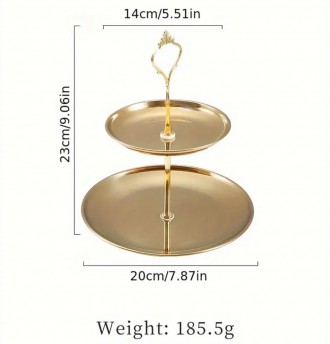 Подставка 2-ярусная для праздничной сервировки золотая
	Высота: 23 см
	Диаметр н. . фото 4