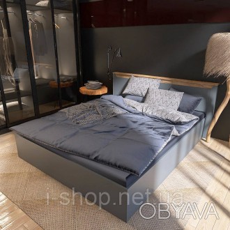 Кровать двуспальная Эверест Нордик-1400 (щит ДСП под матрас) 140х200 см Графит +