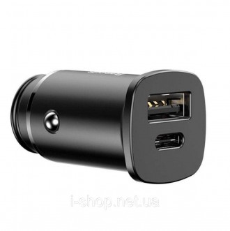 АЗП Baseus Circular Plastic A + C 30W PPS Car Charger Black- зарядний пристрій д. . фото 3