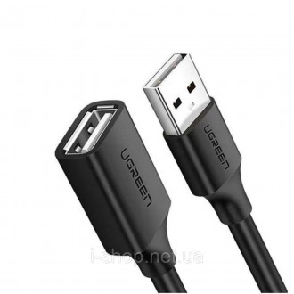 Кабель UGREEN US103 USB 2.0 A Male to A Female Cable 2m (Black)(UGR-10316) дозво. . фото 2