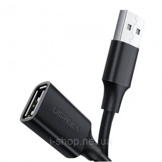 Кабель UGREEN US103 USB 2.0 A Male to A Female Cable 2m (Black)(UGR-10316) дозво. . фото 3