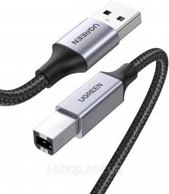 Якісний кабель UGREEN US369 USB-A Male to USB-B 2.0 Printer Cable Alu Case with . . фото 2