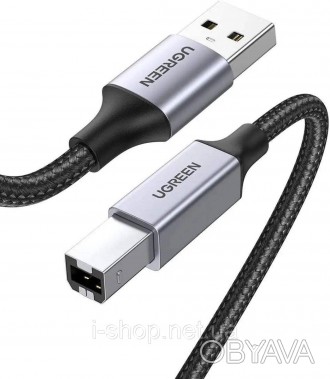 Якісний кабель UGREEN US369 USB-A Male to USB-B 2.0 Printer Cable Alu Case with . . фото 1