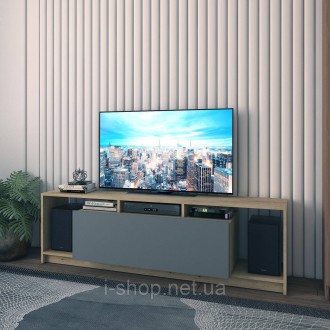 Стенка в гостинную Doros U1 160х38х48 см Дуб тахо/Графит (DRS-011411). Васильков. фото 1