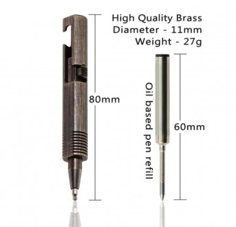 Ручка-мини "Карабин" (цвет - античная латунь). Ручка-мини латунная, механизм выд. . фото 10