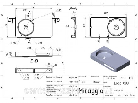 Умивальник LOOP 800 L від бренду MIRAGGIO - це ідеальне рішення для санвузла дом. . фото 3