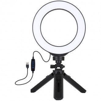 Кільцева USB LED лампа Puluz PKT3059B 6.2"+ настільний штатив. Бородянка. фото 1 Кільцева USB LED лампа Puluz PKT3059B 6.2"+ настільний штатив. Бородянка. фото 1