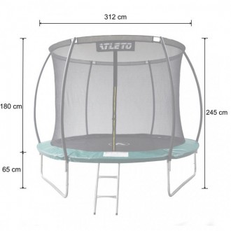 Батут дитячий 312 см з внутрішньою сіткою та драбинкою Atleto зелений + в подару. . фото 6