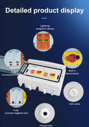 Солнечная фотоэлектрическая PV распределительная коробка с защитой от молнии, 2 . . фото 7