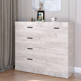 Комод с дверью и 4-мя ящиками Эверест Соната-5 105х38х94 дуб крафт белый (DTM-27