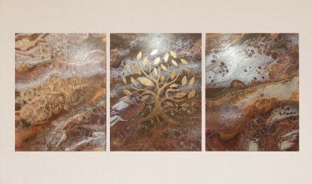 Триптих «Дерево життя» акрил та поталь, Fluid Art. Одесса. фото 1 Триптих «Дерево життя» акрил та поталь, Fluid Art. Одесса. фото 1