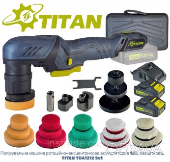 Аккумуляторная мини-эксцентриковая полировальная машина TITAN TDA1212B SET
