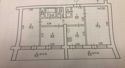 Продам трикімнатну квартиру за адресою вулиця Каверина, 1 загальною площею 71 кв. Рабочая слобода. фото 5