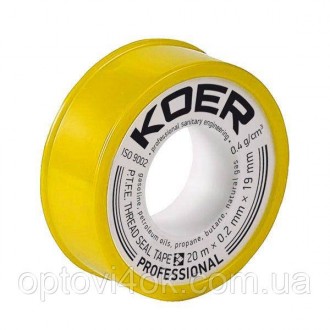ФУМ лента для газа KOER STP-02 PRO 20M*0.2mm*19mm (KR0122). Харьков. фото 1 ФУМ лента для газа KOER STP-02 PRO 20M*0.2mm*19mm (KR0122). Харьков. фото 1