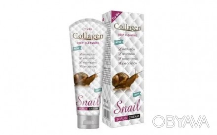 Cкраб для лица Collagen Snail Scrub Cream, 150 млОчищающий крем-скраб бережно от. . фото 1