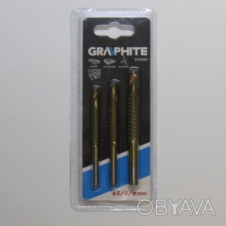 Сверла-фрезы 5-8мм Graphite (арт. 57H250) из быстрорежущей стали, покрытой нитри. . фото 1