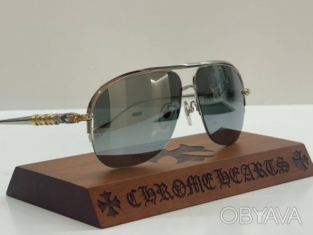 
 
 Солнцезащитные очки Chrome Hearts Rehab , металлическая серебристого цвета ,. . фото 1