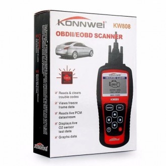 Автосканер OBDII/EOBD Konnwei KW808 використовується для моніторингу, зчитування. . фото 13