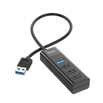 Описание HUB адаптера HOCO USB Easy mix HB25 USB3.0; 3USB2.0; черногоС помощью H. . фото 3