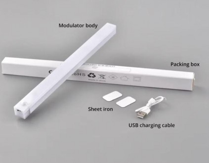 Светодиодный аккумуляторный светильник с датчиком освещенности и движения, теплы. . фото 5
